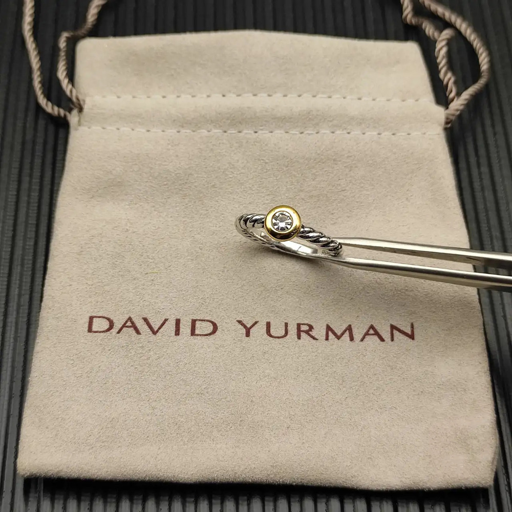 David Yurman Two-Color Petite Cable White Diamond Ring